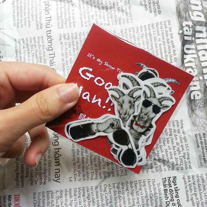 [Sheep Baron] sticker - Stickers - Waterproof Material Red