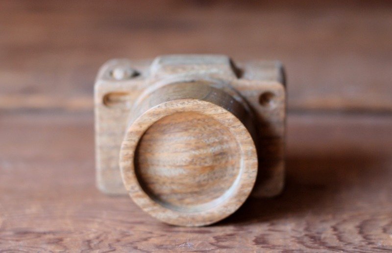 手作りの木製の小型カメラ▣カード写真フォルダ - クリアファイル - 木製 カーキ