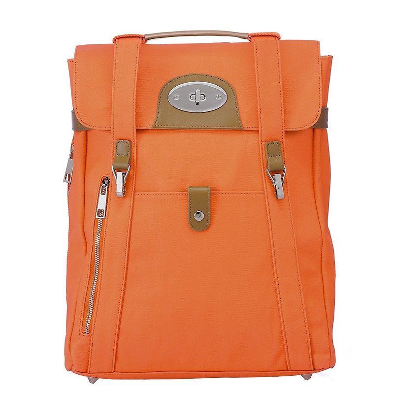 15 inches | Baker | Three-use backpack | Orange | Canvas with leather | Winning works - Backpacks - Other Materials Multicolor