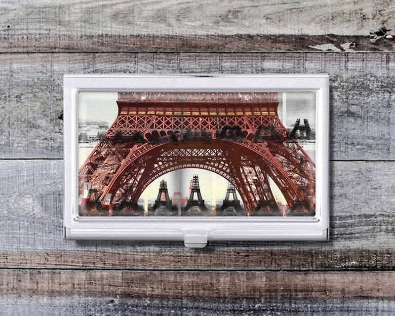 Eiffel Tower-Business Card Holder/Business Card Case/Office Worker Accessories【Special U Design】 - Card Holders & Cases - Other Metals Brown
