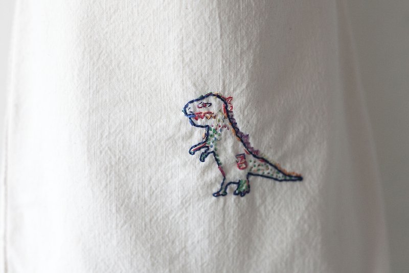 今晚我是手-圖像刺繡帆布包-養隻恐龍給自己和你 - 側背包/斜孭袋 - 其他材質 白色
