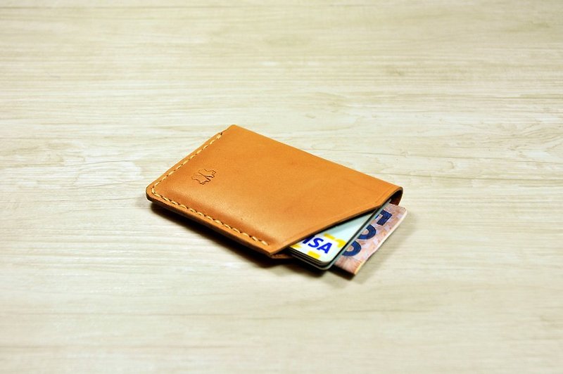 MICO 卡套/小皮夾(淺茶) - 長短皮夾/錢包 - 真皮 橘色