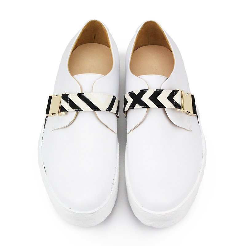 Rattle Shirt M1146A White leather sneakers - 男款皮鞋 - 真皮 白色