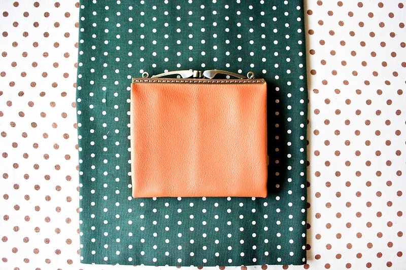 Leather Kisslock, Frame Purse, wallet/Hermes orange - กระเป๋าสตางค์ - หนังแท้ สีส้ม