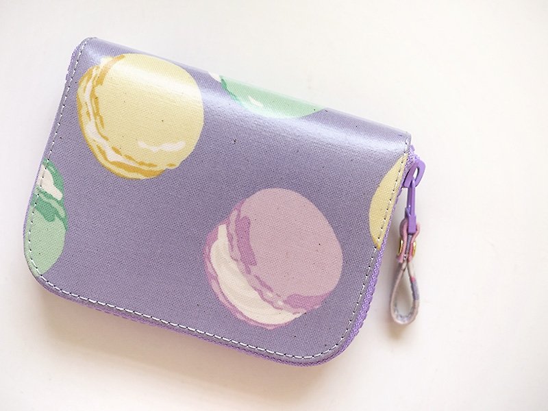 【Mother's Day】. Just love macarons. Waterproof short clip/wallet/wallet/coin purse - กระเป๋าสตางค์ - วัสดุกันนำ้ สีม่วง