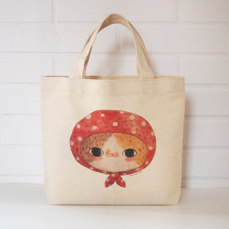 Small canvas bag - small frog family - Other - Cotton & Hemp Red