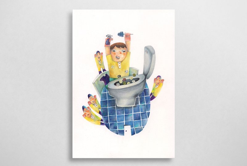Toilet postcard - Cards & Postcards - Other Materials Blue