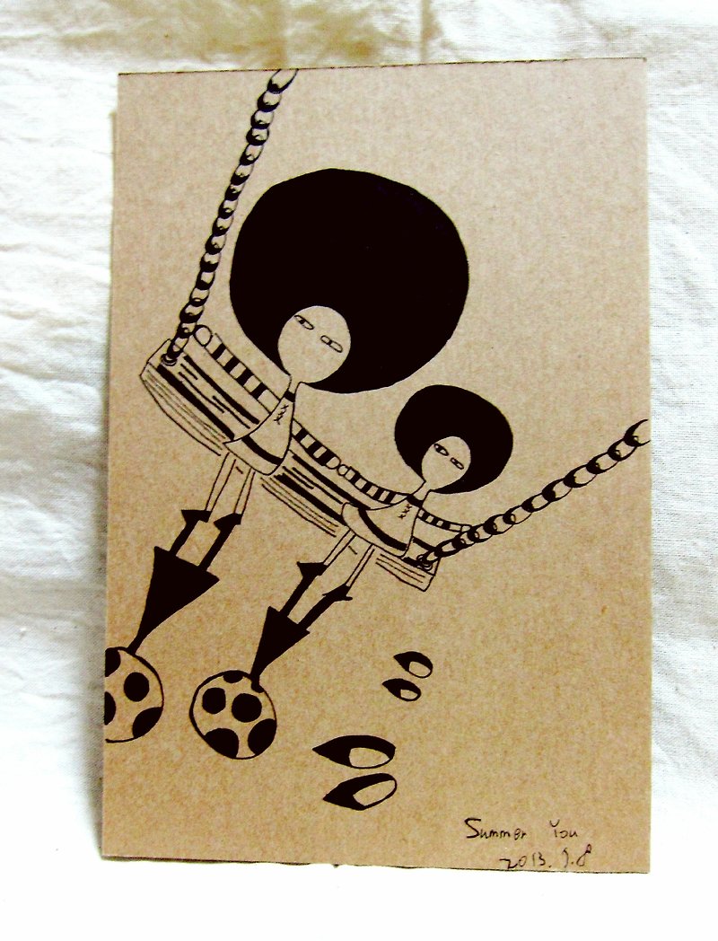 A Universal Postcard for Girls with Macrocephaly-Let's Swing Together - การ์ด/โปสการ์ด - กระดาษ สีเหลือง