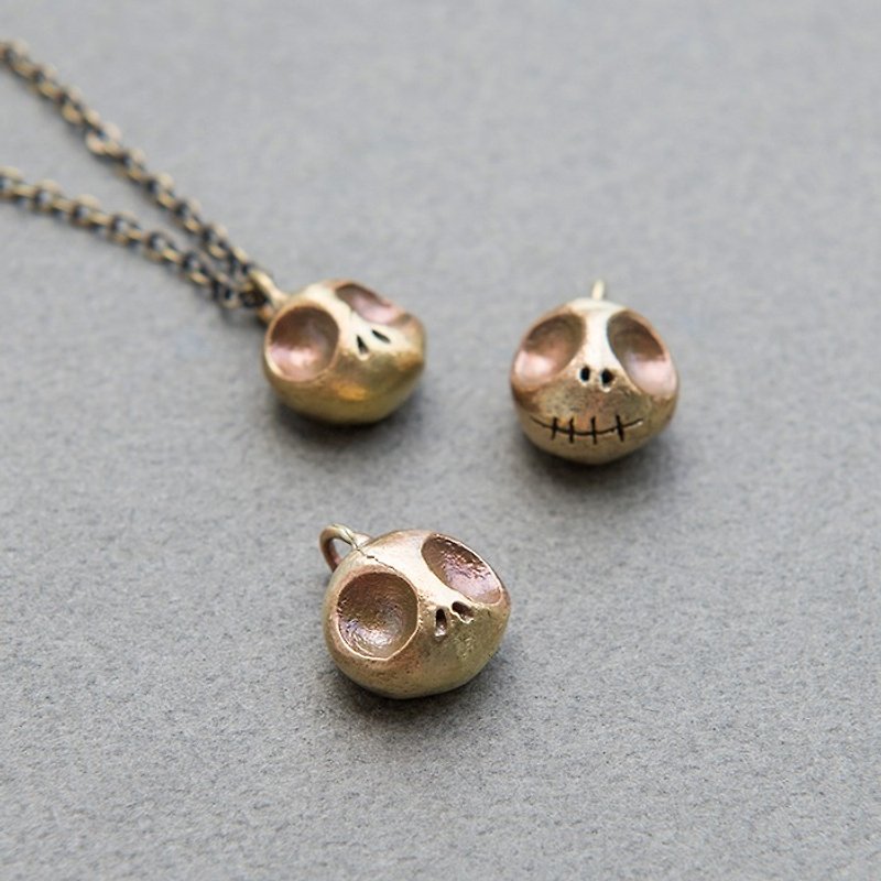 Take a look at my dead face brass / skull head / necklace - Necklaces - Other Metals Brown