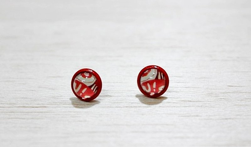 Time Gemstone<Red Paint Earrings>-Ear Pin Type-Limited X1- - ต่างหู - อะคริลิค สีแดง