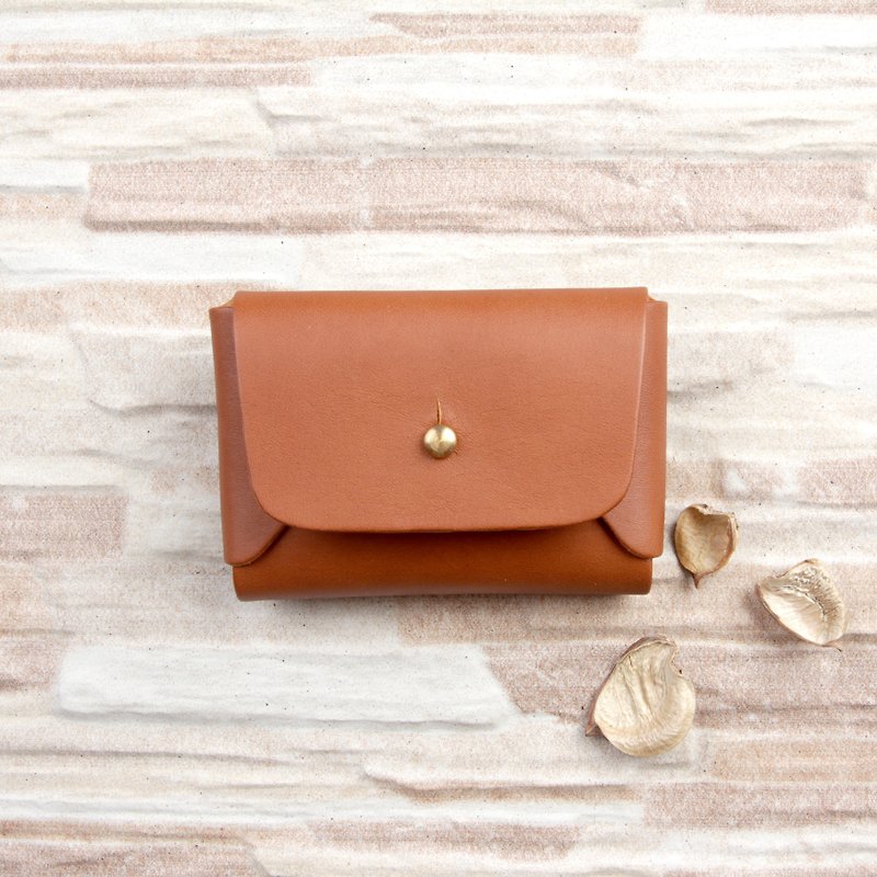 Leather Card Wallet - Vegetable tanned leather - Handmade - Pocket Wallet - Card Sleeve -Name Card Wallet - Brown Tan Color - แฟ้ม - หนังแท้ สีนำ้ตาล
