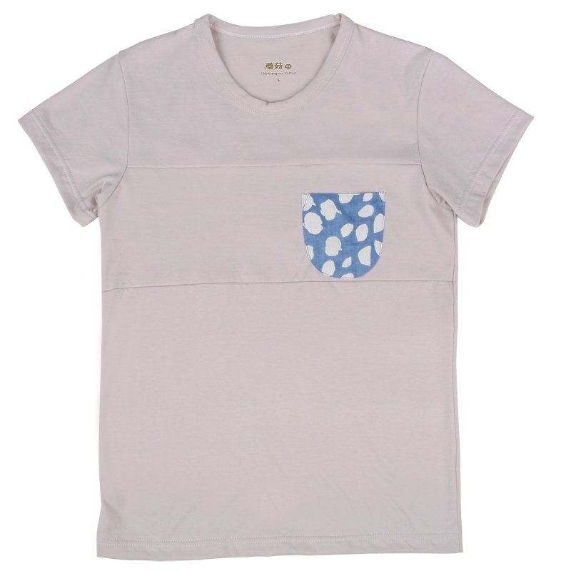 蘑菇mogu / T恤 / 白 蒜 藍染口袋Ｔ - Women's T-Shirts - Cotton & Hemp Purple