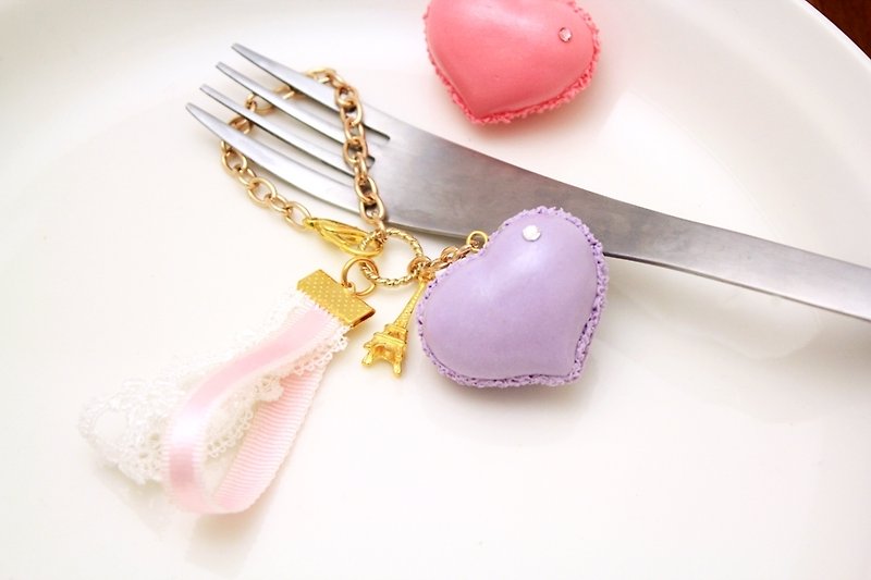 Heart-pounding ~ micro pearl heart-shaped rhinestone macaron bag pendant wedding accessories / customized - Other - Clay Multicolor