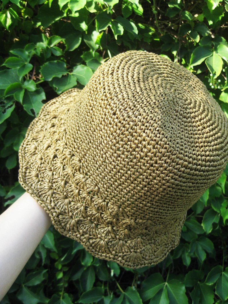 Mama の hand made hat - summer vintage lace hat Zhisheng caps brown / Mother's Day - หมวก - กระดาษ สีนำ้ตาล