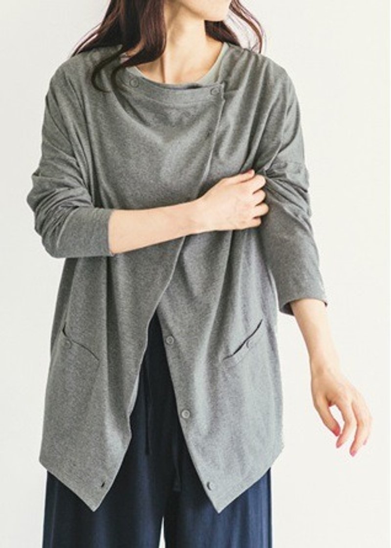 Earth tree fair trade- "organic cotton clothing" - organic cotton bevel 2WAY jacket (gray) - เสื้อแจ็คเก็ต - ผ้าฝ้าย/ผ้าลินิน 