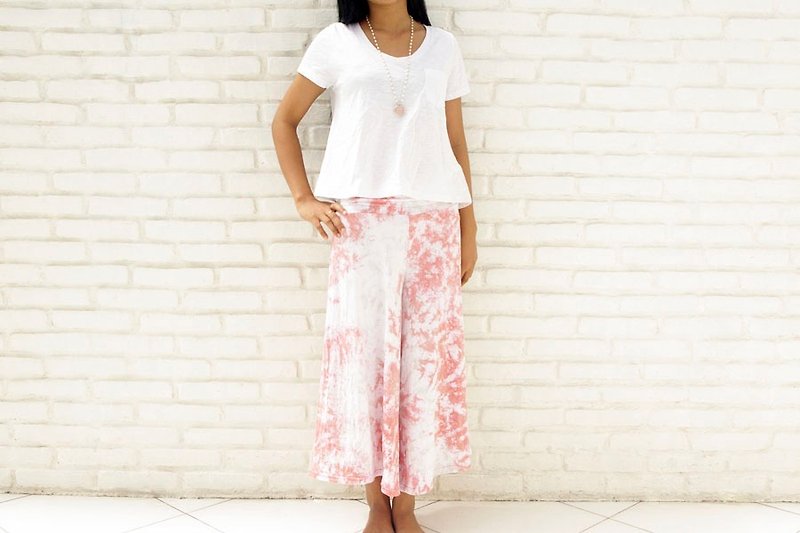 Uneven dyed relax wide flared pants <Pink Gray> - Women's Pants - Other Materials Pink