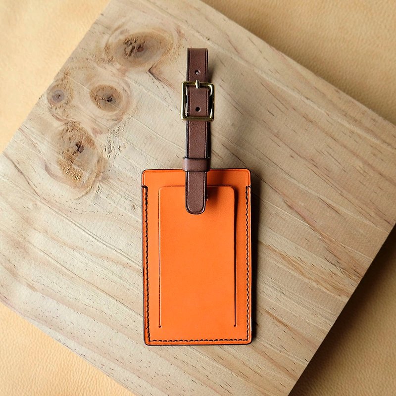 isni [luggage tag]  orange design/sweet design on the your travel - Luggage Tags - Genuine Leather Orange