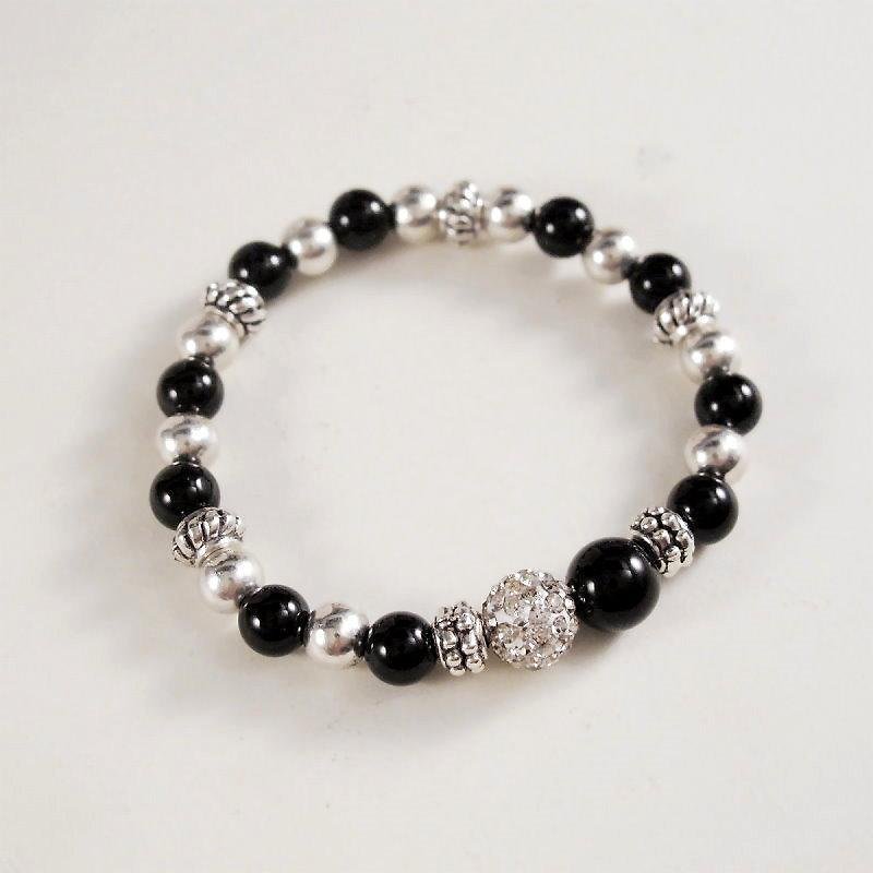 [Orange] Mr. Mu MUCHU agate. Black agate diamond ball bracelet AB018 - Bracelets - Other Materials Black