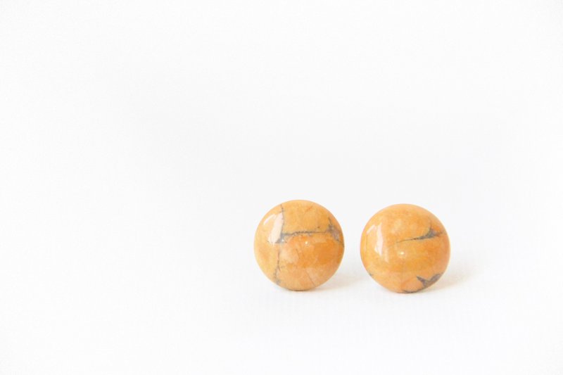 Find it / Hokkaido Gourd - Natural Stone Earrings 925 Silver Ears - ต่างหู - เครื่องเพชรพลอย สีส้ม