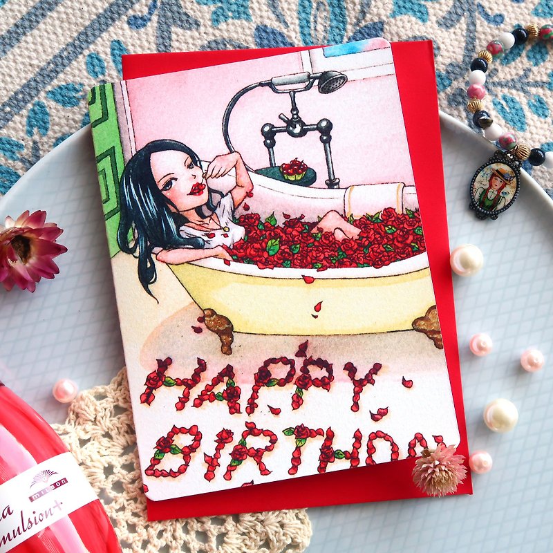 【Pin】Greeting on Magazine Cover│Print│Birthday card with envelope at your choice - Cards & Postcards - Paper Red