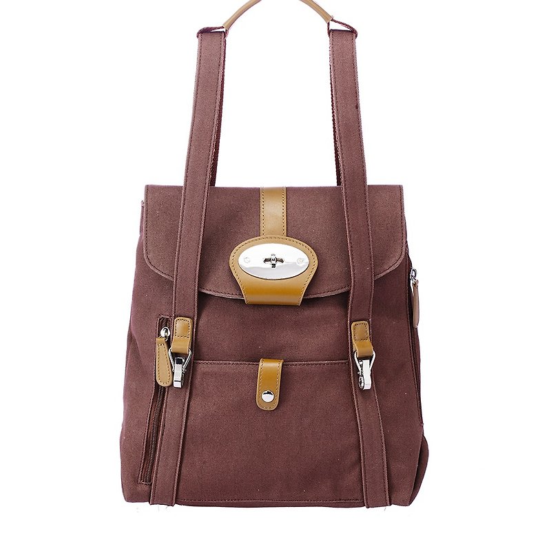 13-inch | Little Baker | Three-Use Backpack | Coffee | Canvas with Leather | Winning Works - Backpacks - Other Materials Brown