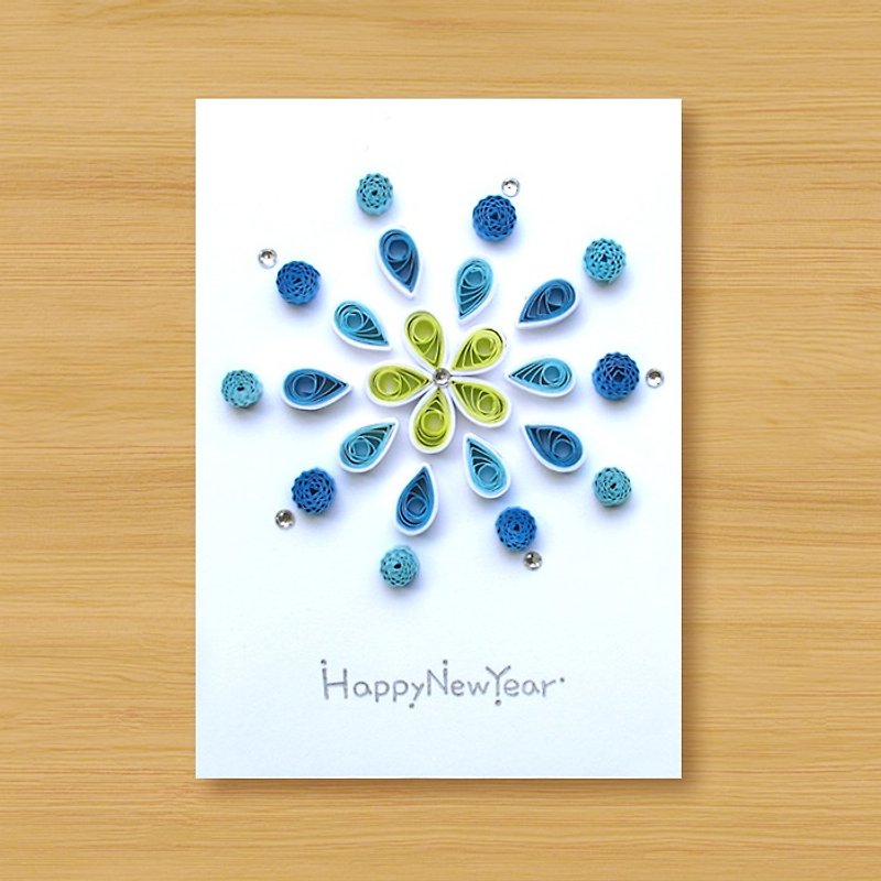Handmade Roll Paper Card _ Fireworks _B ... New Year Greeting Card, Thank You Card, Universal Card - การ์ด/โปสการ์ด - กระดาษ สีน้ำเงิน