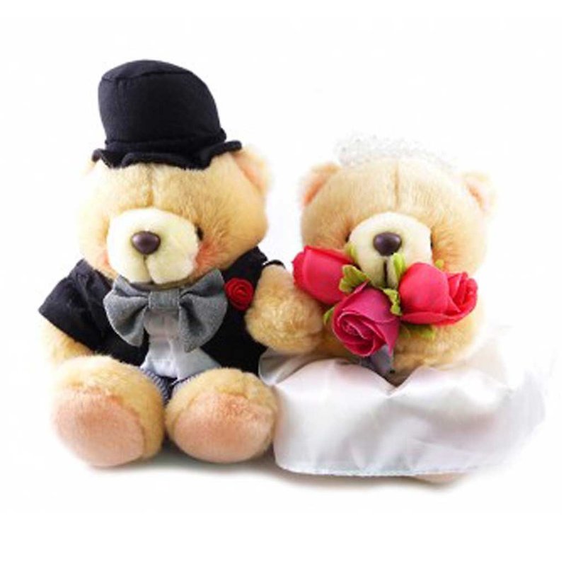 ◤ dear, I am willing to walk with you to grow old | FF 4.5 inch nap Bear Wedding Set - Stuffed Dolls & Figurines - Other Materials Gold