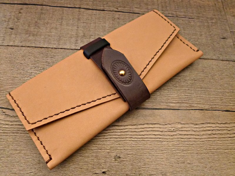 POPO│ primary │Outlet clearing │ long leather folder - กระเป๋าสตางค์ - หนังแท้ สีนำ้ตาล