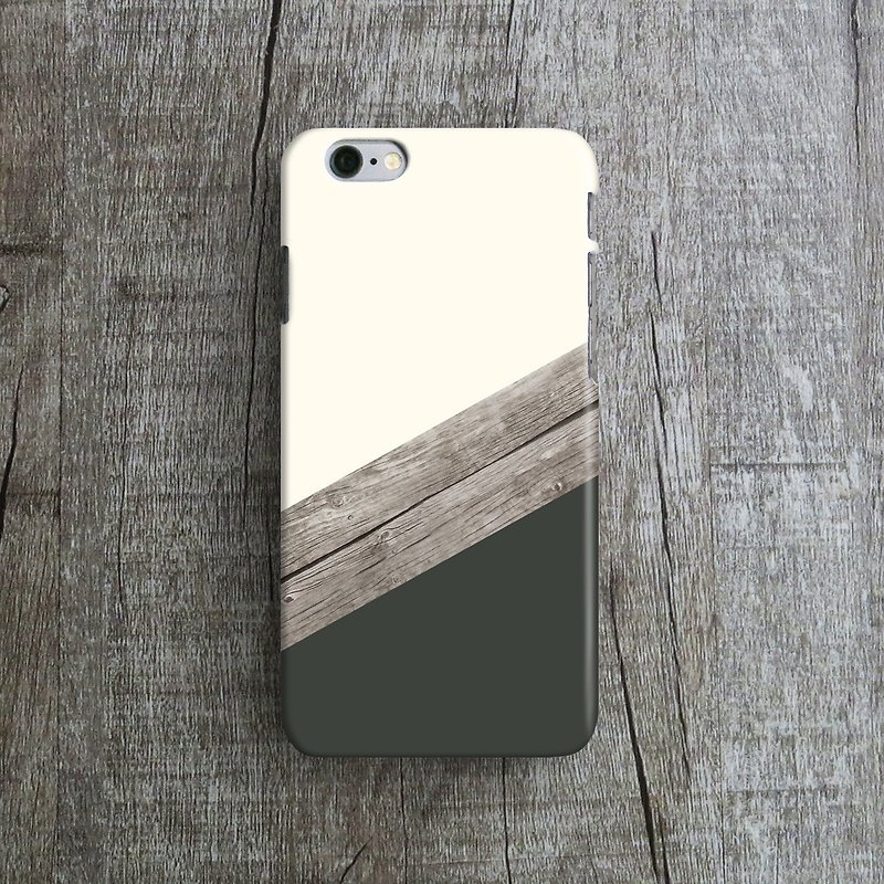 OneLittleForest - 原創手機保護殼- iPhone 6, iPhone 6 plus-  古風棉麻布木片拼接 - 手機殼/手機套 - 塑膠 灰色