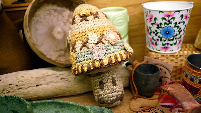 ✾ wool crochet big mushroom decorations ✾ - Items for Display - Plastic Yellow