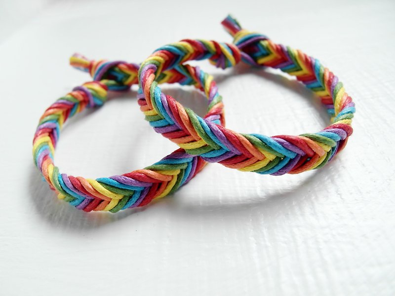 Skittles/hand-woven bracelet - Bracelets - Genuine Leather Multicolor