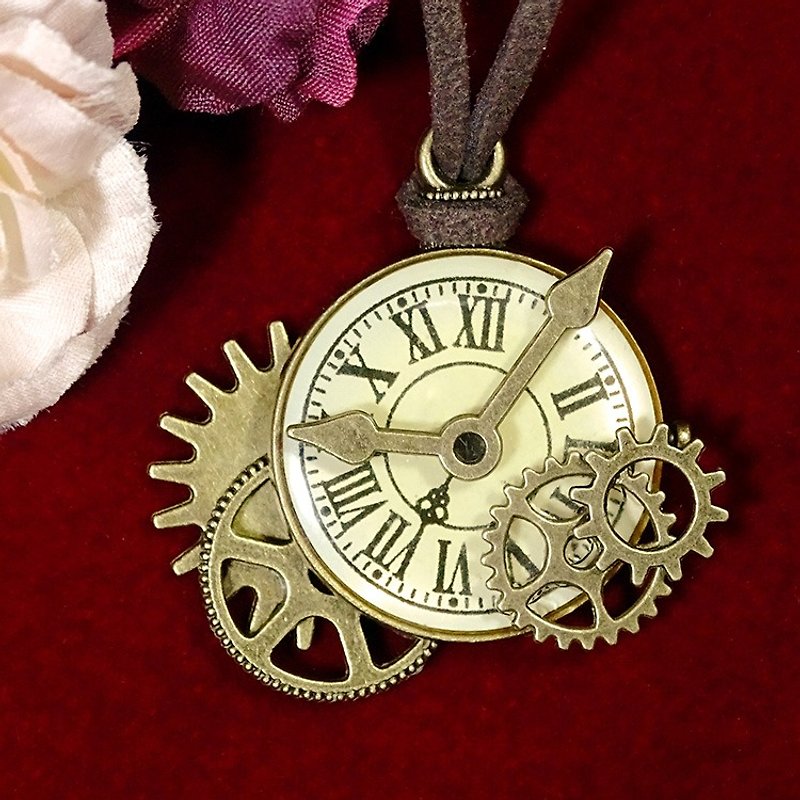 Clock gear necklace _Steampunk - Necklaces - Other Materials Brown