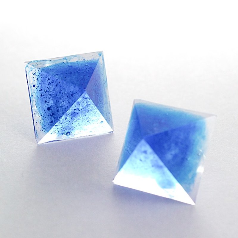 Pyramid earrings (Lady) - ต่างหู - วัสดุอื่นๆ สีน้ำเงิน