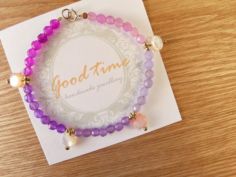 | Touch of moonlight | Meng Meng small head - natural rainbow stone bracelet - Bracelets - Other Materials Purple