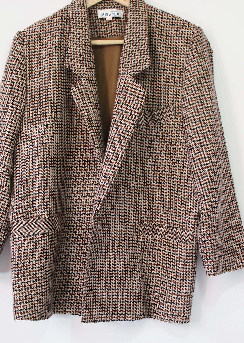 Wahr_ Houndstooth Jacket - Women's Casual & Functional Jackets - Other Materials Brown