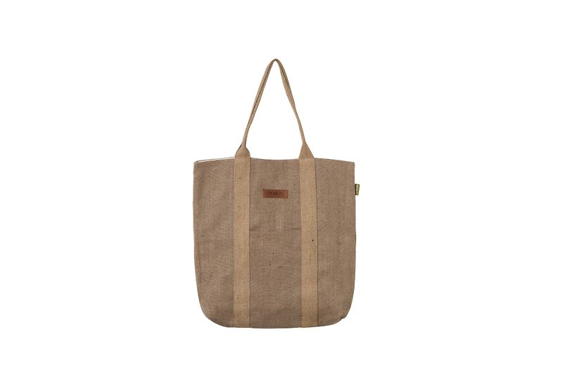 Classic Shoulder Tote Jute Bag - กระเป๋าแมสเซนเจอร์ - ผ้าฝ้าย/ผ้าลินิน สีทอง