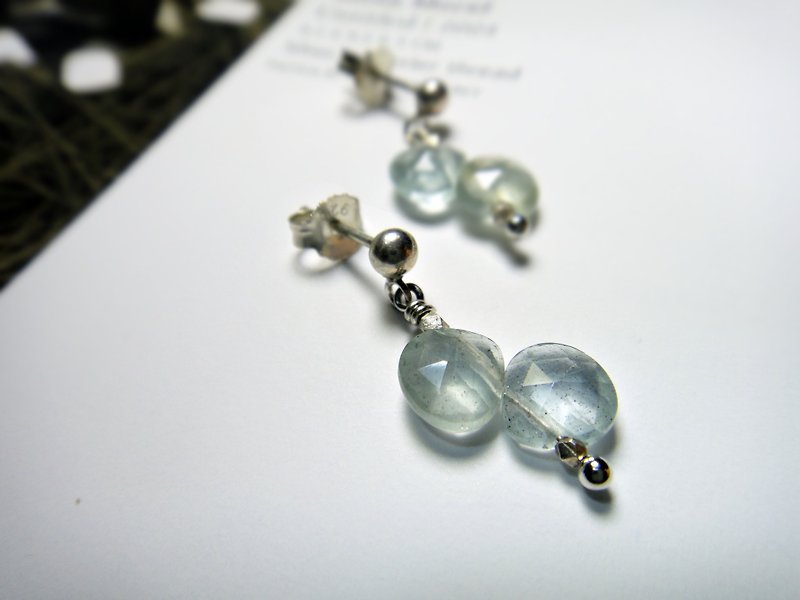 earring. Aquamarine*925 Sterling Silver Earrings - ต่างหู - เครื่องเพชรพลอย 
