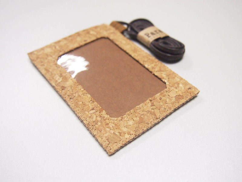 Paralife Custom Handmade Cork Badge card holder with Lanyard (custom made size) - ID & Badge Holders - Wood Khaki