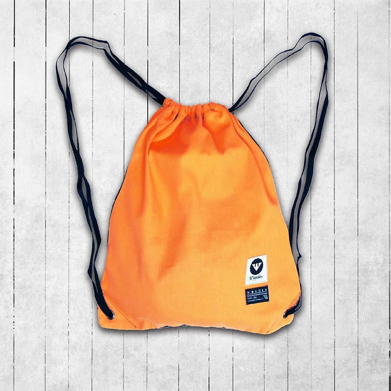 [Magic Orange] 魔法螢光橘 手工 帆布 束口袋 - 水桶袋/索繩袋 - 其他材質 橘色