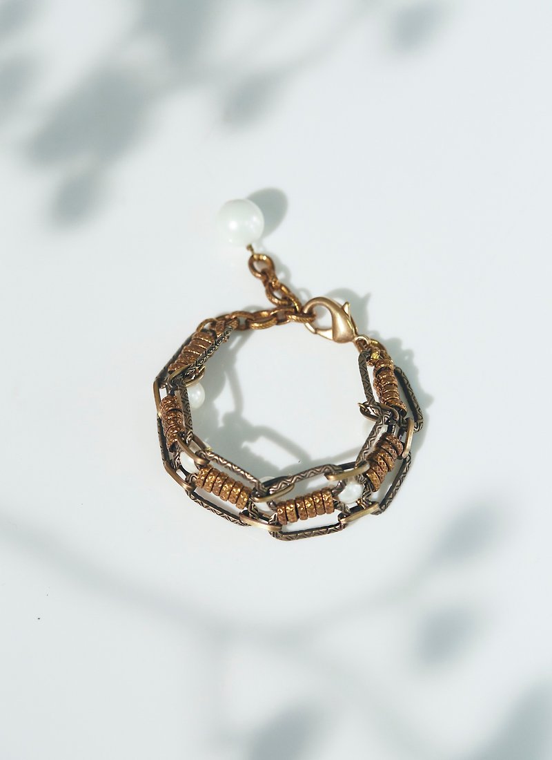 Yuandi Classic Collection Pearl Orbital Bracelet - Bracelets - Copper & Brass Gold
