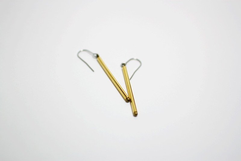 Merry Christmas II 10% off the whole museum minimalism minimalist geometric brass earrings - ต่างหู - โลหะ สีทอง