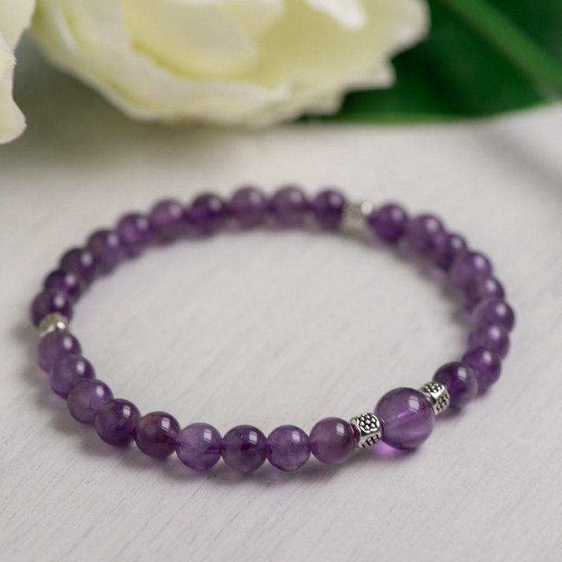 Amethyst series. wisdom. Amethyst 6mm single layer bracelet. A section. - Bracelets - Crystal Purple