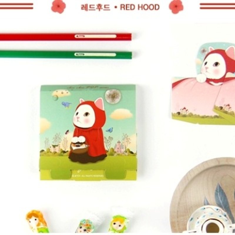 Jetoy, Choo choo Sweet Cat POP Note Paper (80P)_Red hood (J1503103) - Sticky Notes & Notepads - Paper Red