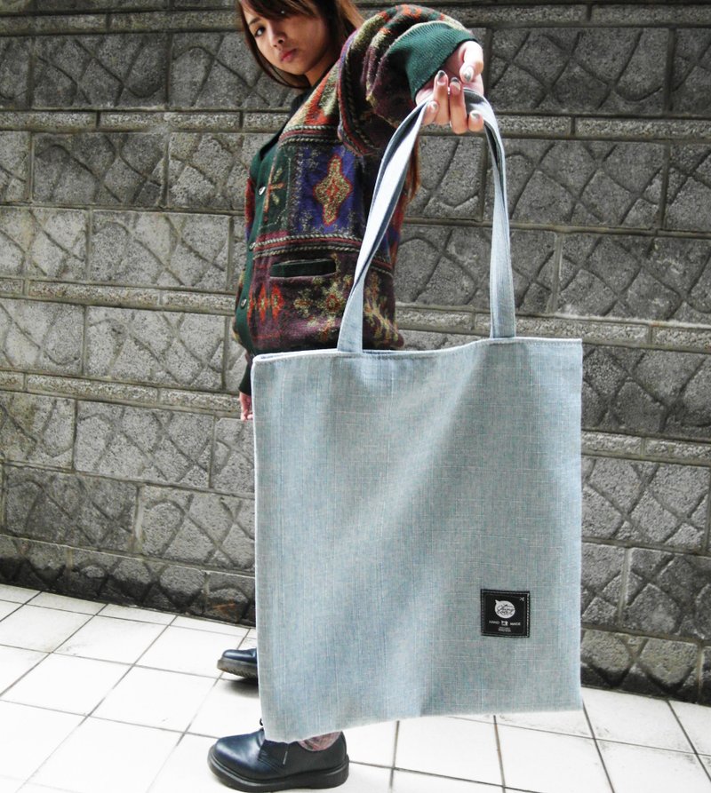 麻料購物袋(淺藍) - 手提包/手提袋 - 其他材質 藍色