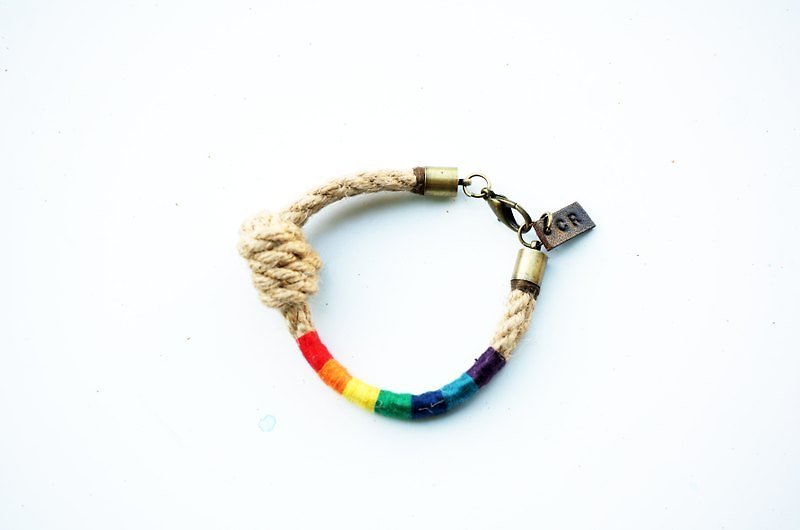 Climbing knot strap with rainbow handstitch by Captain Ryan - สร้อยข้อมือ - วัสดุอื่นๆ หลากหลายสี