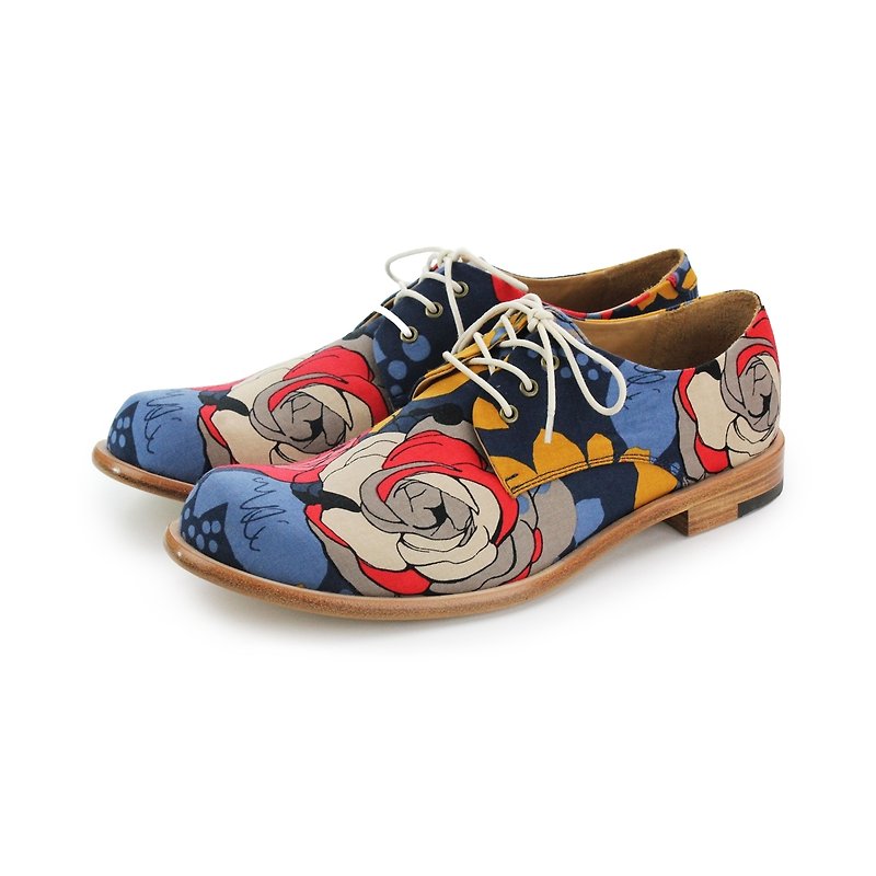 Derby shoes Tweedledum M1126A Flowers - Men's Leather Shoes - Cotton & Hemp Multicolor