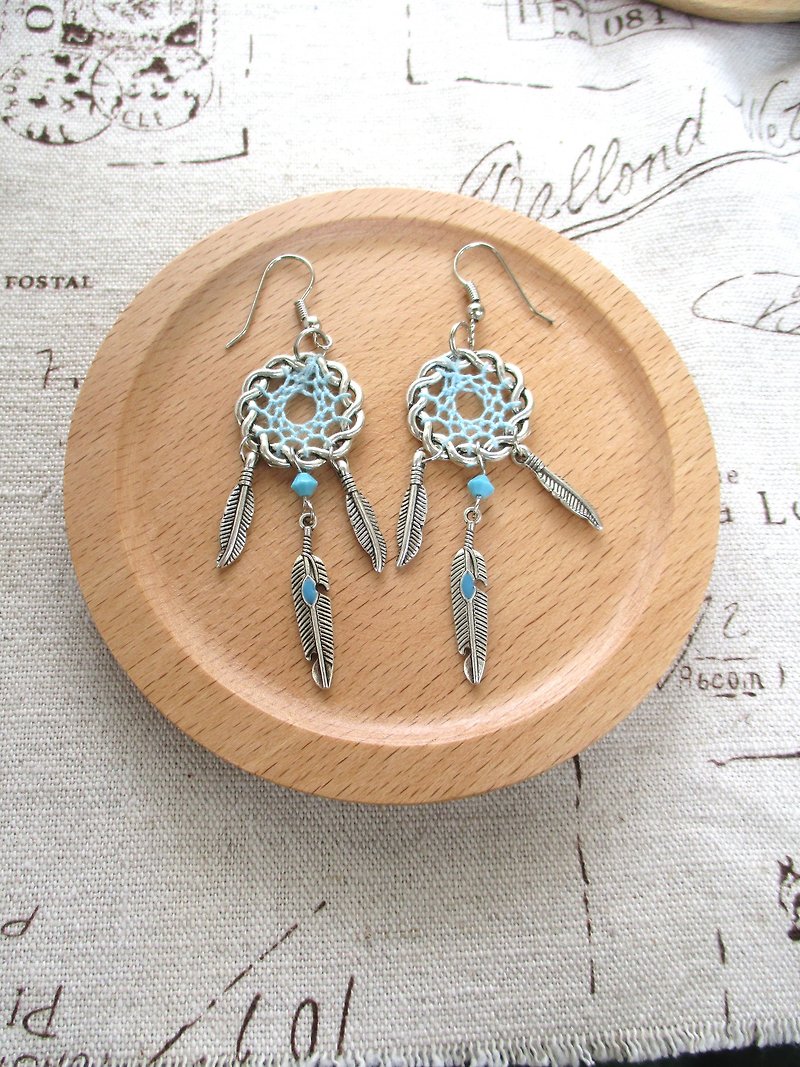 Small kite - Dreamcatcher earrings - Light Blue - Earrings & Clip-ons - Other Metals Blue