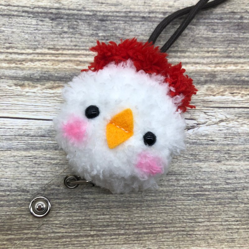 Little rooster-retractable identification card ticket holder card set wool knitting small object document set work card - ID & Badge Holders - Polyester White