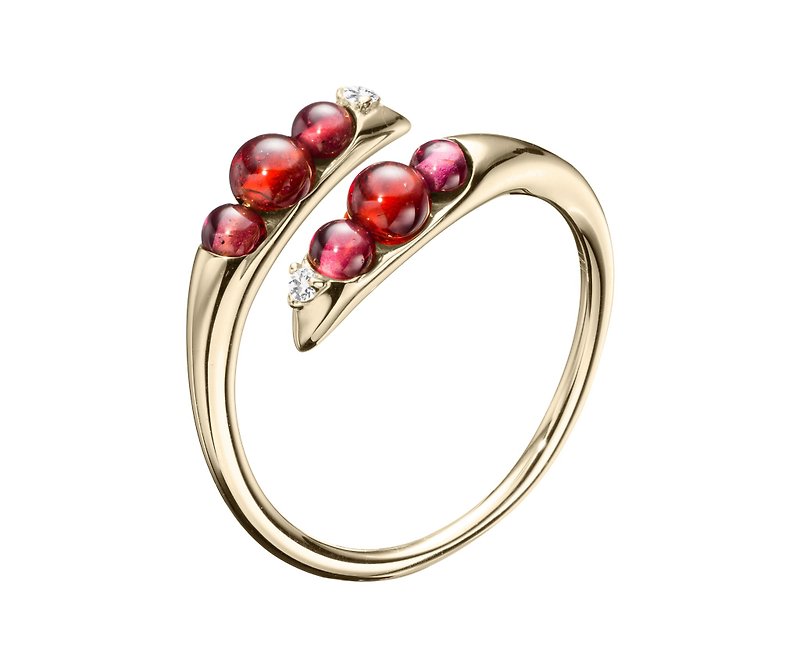 January Birthstone Ring, 14k Garnet Engagement Ring, Red Garnet Birthstone Ring - แหวนทั่วไป - เครื่องประดับ สีแดง