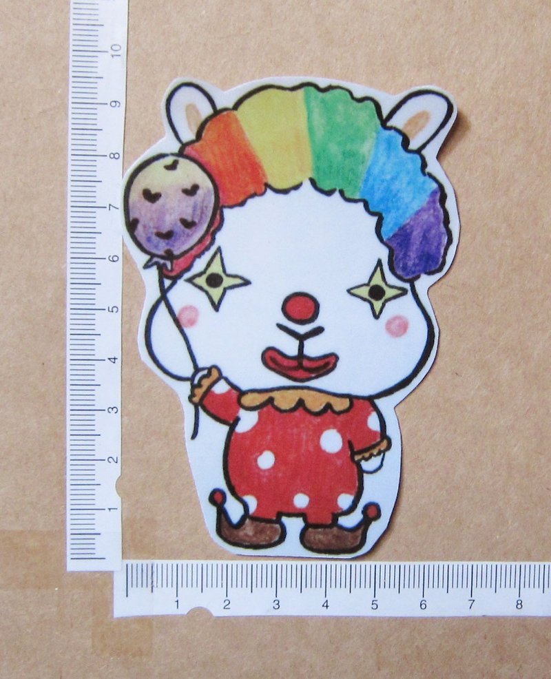 Hand-painted illustration style completely waterproof sticker Little White Rabbit Clown Carnival Garden Party - Stickers - Waterproof Material Multicolor